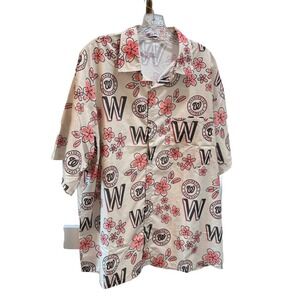 Washington Nationals 'MASN' Hawaiian Button Down Shirt Cherry Blossom Men's XL